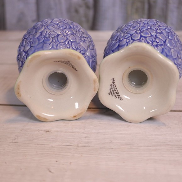 Pfaltzgraff 'Summer Breeze' Salt & Pepper Shakers Sculpted Hydrangeas Blue Green - Picture 6 of 7